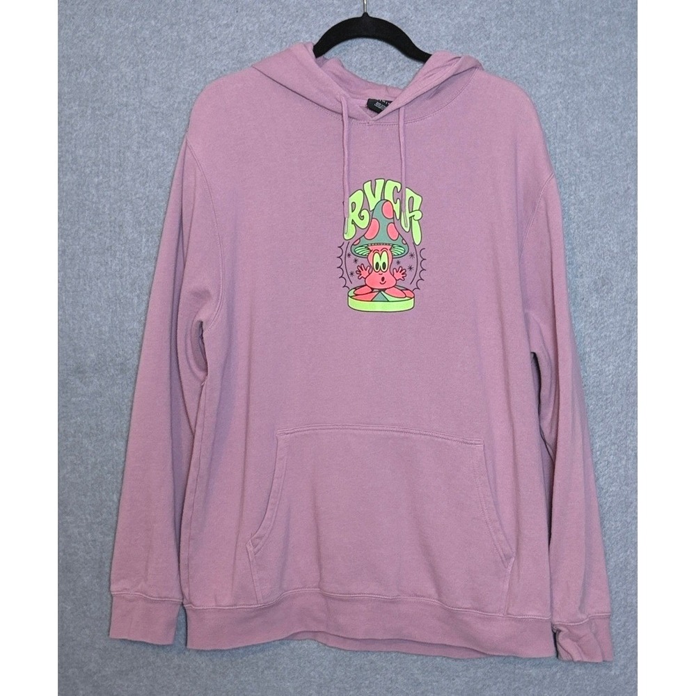 RVCA x Dmote Collab Mushtoo HD XL Hoodie -Violett (lavender) Streetwear Skater